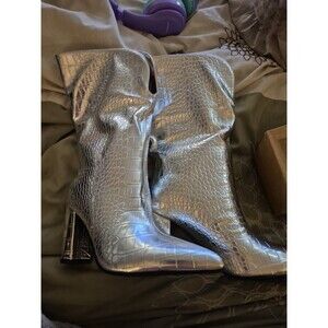 Silver Heeled Ankle Boots size 6.5 new